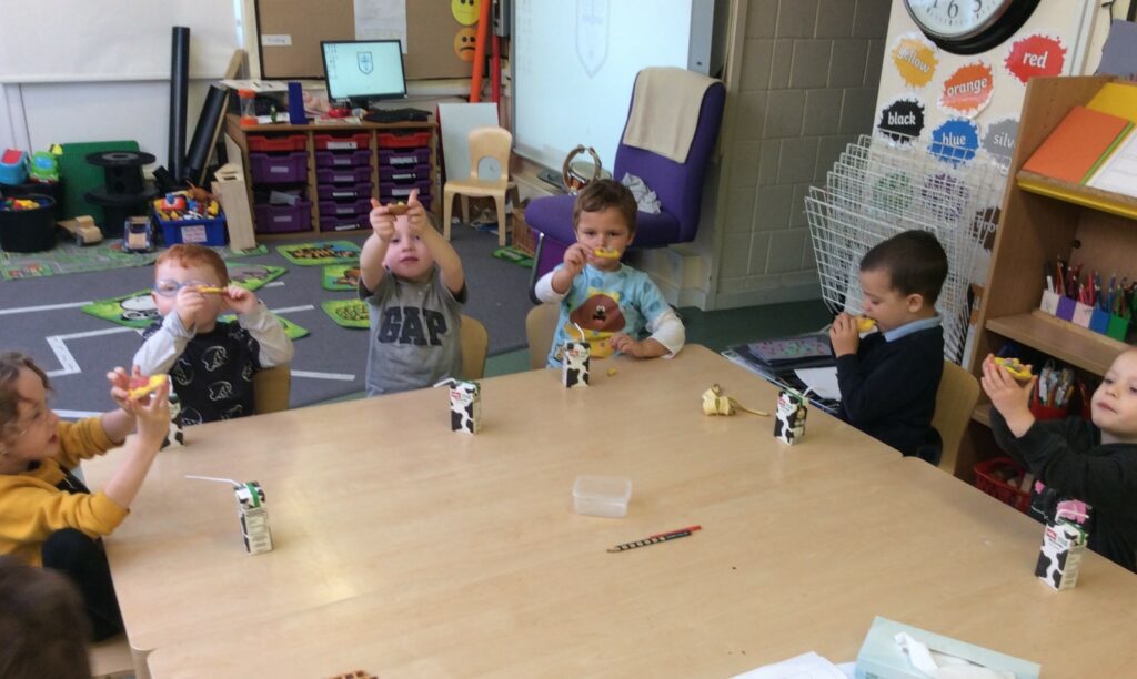 EYFS Children Making Spotty Biscuits
